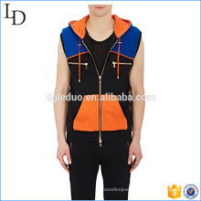 Colorblocked Cotton men's zipper Sleeveless Hoodie plain customized for sale